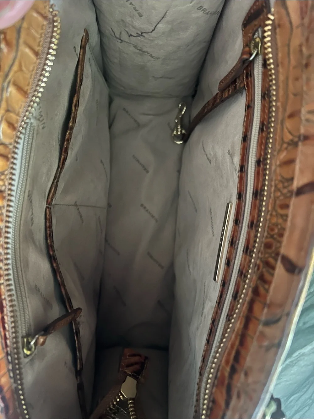 Croc-Embossed Tote in Warm Brown